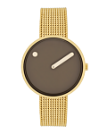 34 mm / Mocha Brown dial / Matt gold mesh band