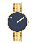 34 mm / Midnight Blue dial / Matt gold mesh band