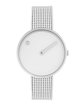34 mm / White dial / Matt steel mesh band