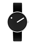 34 mm / Black dial / Black leather strap
