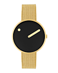 34 mm / Black dial / Matt gold mesh band