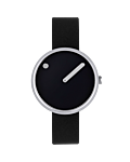 30 mm / Black dial / Black leather strap