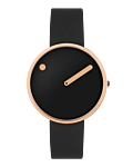 34 mm / Black dial / Black silicone strap