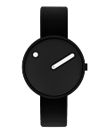 34 mm / Black dial / Black leather strap