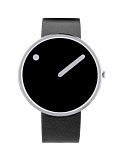 40 mm / Sort urskive / Sort læderrem