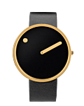 40 mm / Sort urskive / Sort læderrem
