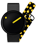 40 mm / PICTO WATCH SET 40 mm Sort/Poleret sort med 2 remme