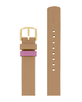 ペルー産ブラウンレザー ストラップ、14mm、ゴールドバックル 