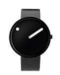 40 mm / Sort urskive / Sort læderrem