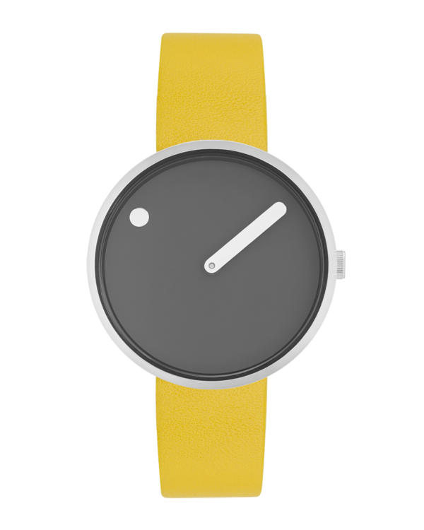 34 mm / Thunder Grey dial / Canary Yellow leather strap
