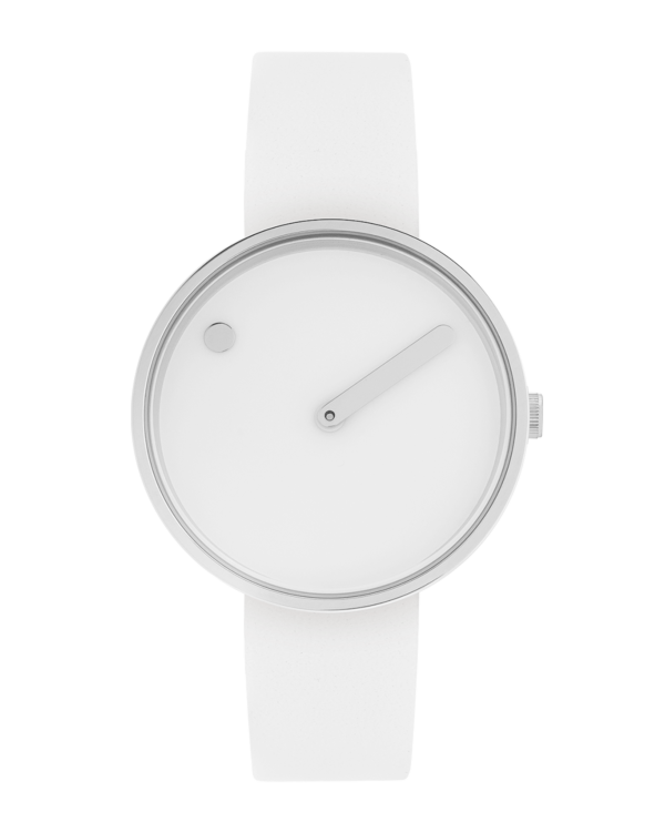 34 mm / White dial / White leather strap