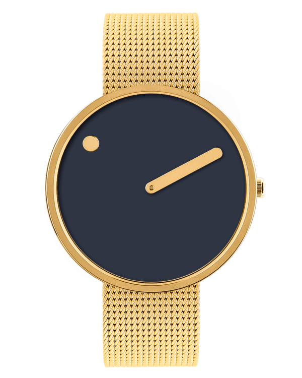 40 mm / Midnight Blue dial / Matt gold mesh band