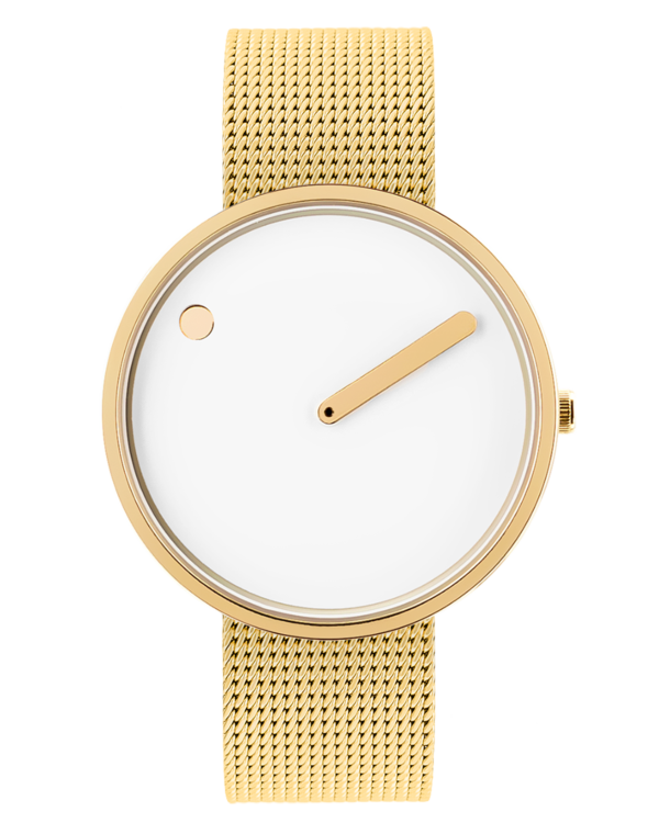 40 mm / White dial / Matt Gold mesh band