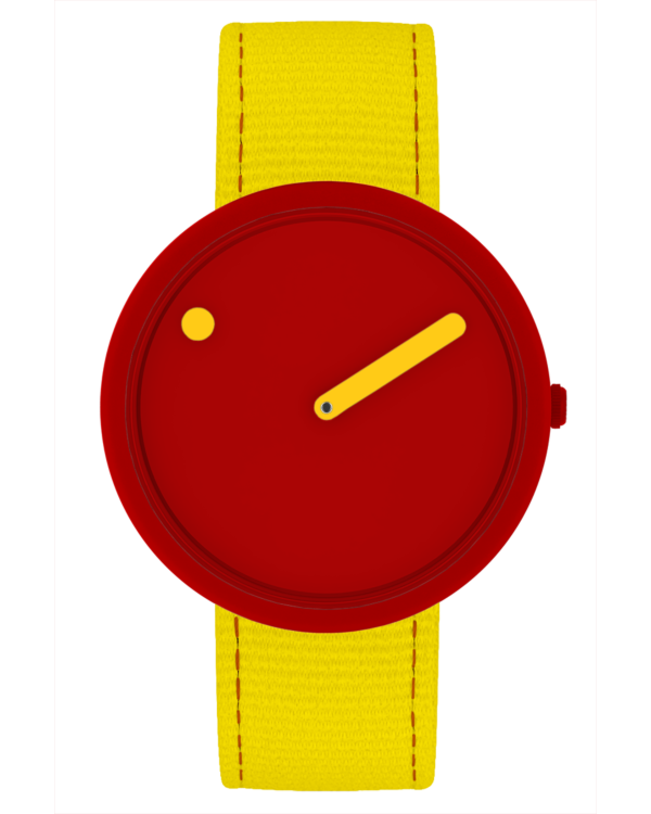40mm / Sunny Red dial / Electric yellow recycled strap