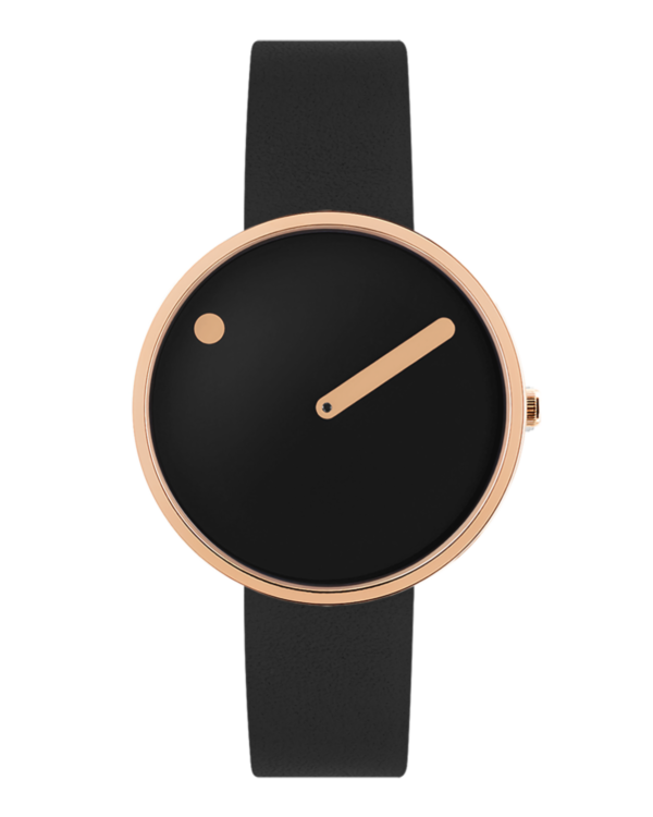 34 mm / Black dial / Black silicone strap