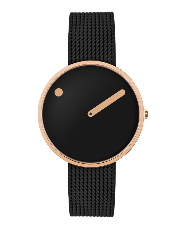 34 mm / Black dial / Matt black mesh band