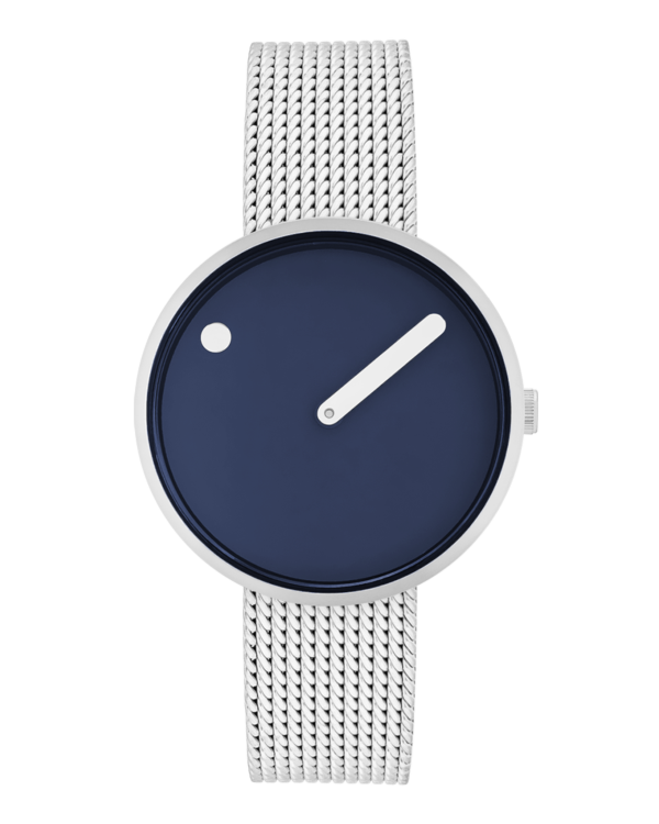 34 mm / Midnight Blue dial / Matt steel mesh band