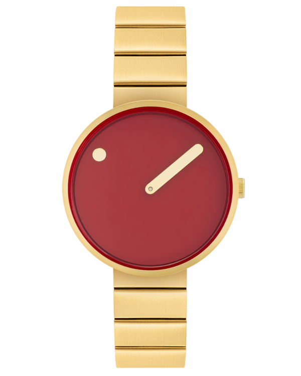 34 mm / Cinnamon Red dial / Brushed Gold Bracelet