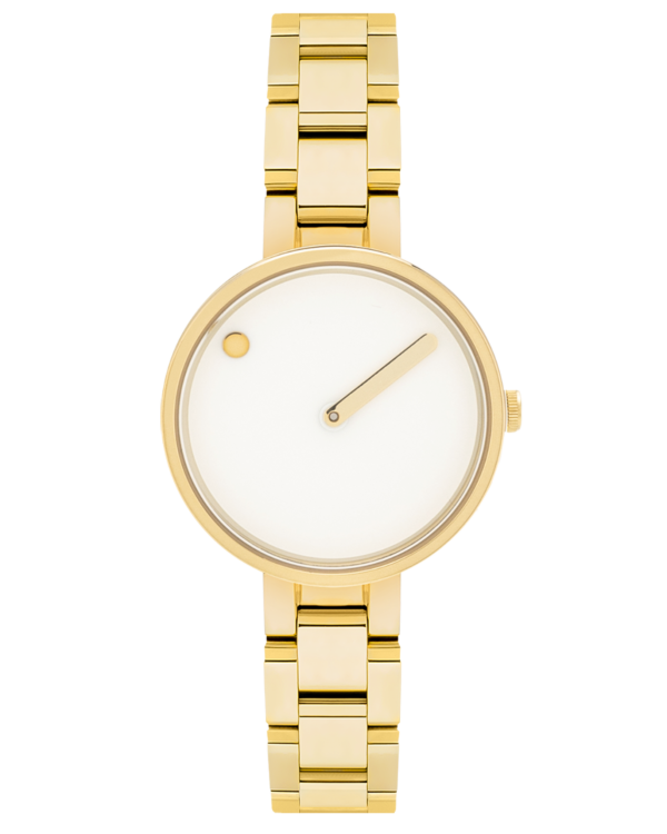 30 mm / White dial / Polished Gold Steel bracelet