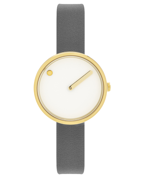 30 mm / White dial / Thunder Grey leather strap