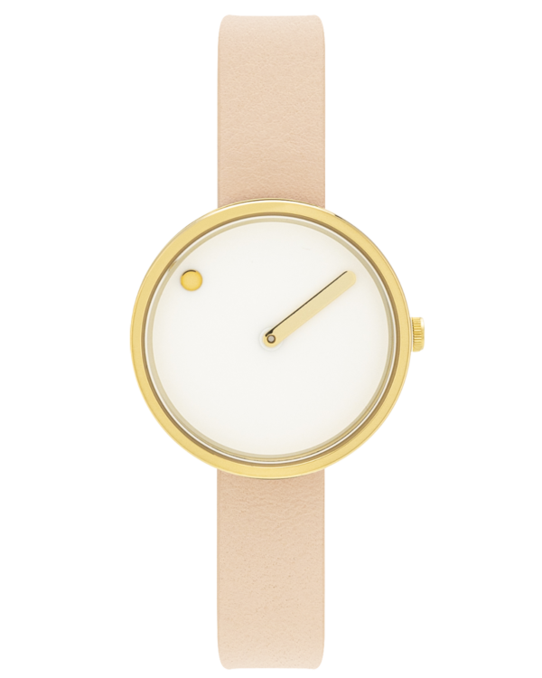 30 mm / White dial / Nude Pink leather strap