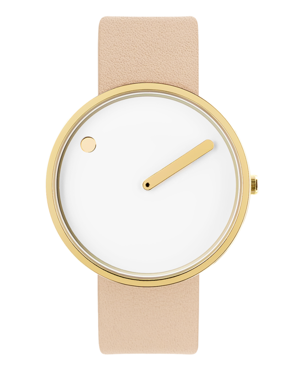 40 mm / White dial / Nude Pink leather strap