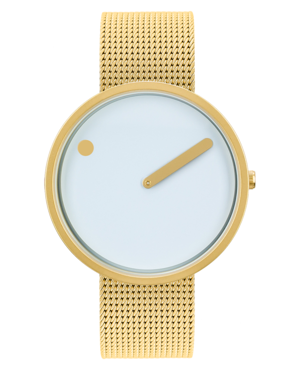 Light Blue dial / Matt gold mesh band