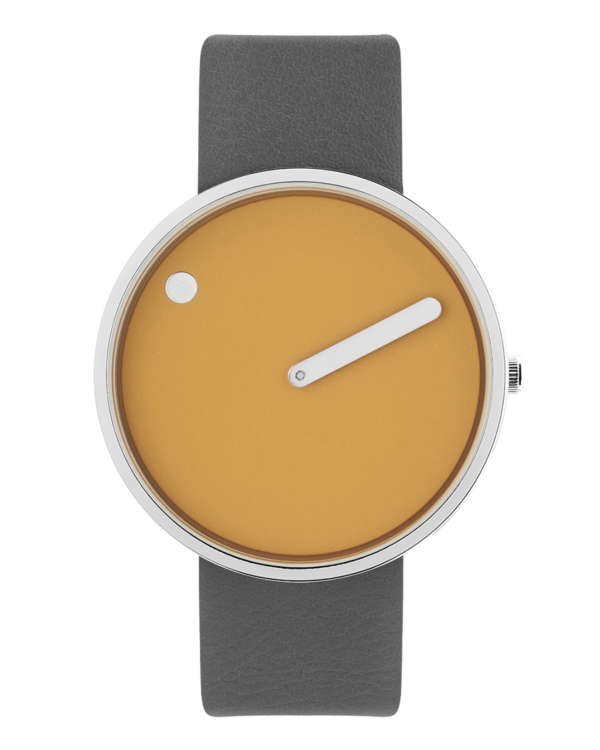 40 mm / Mustard Yellow dial / Thunder Grey leather strap