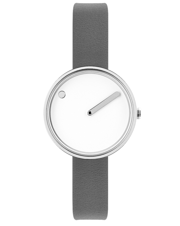 30 mm / White dial / Thunder Grey leather strap