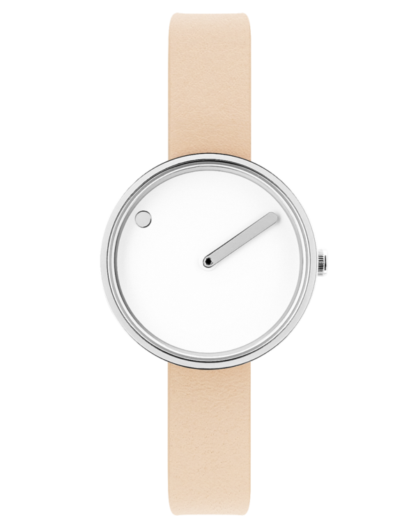 30 mm / White dial / Nude Pink leather strap