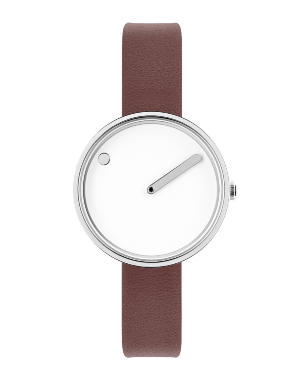 30 mm / White dial / Brown Rose leather strap
