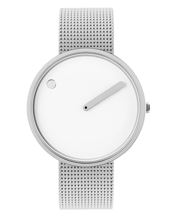 40 mm / White dial / Matt steel mesh band