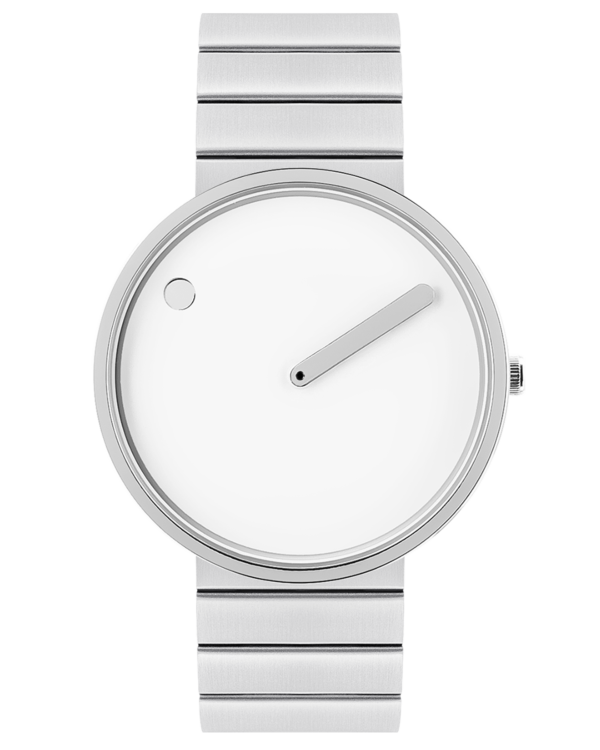 White dial / Brushed Steel bracelet