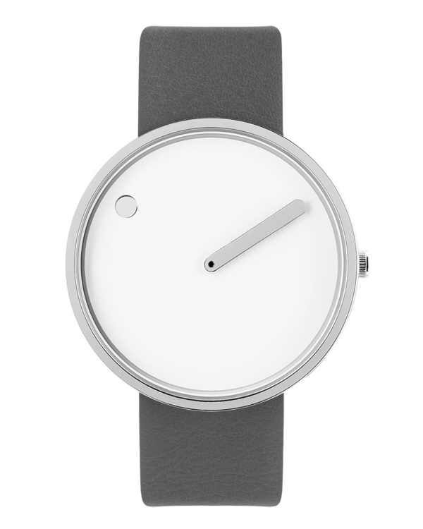 40 mm / White dial / Thunder Grey leather strap
