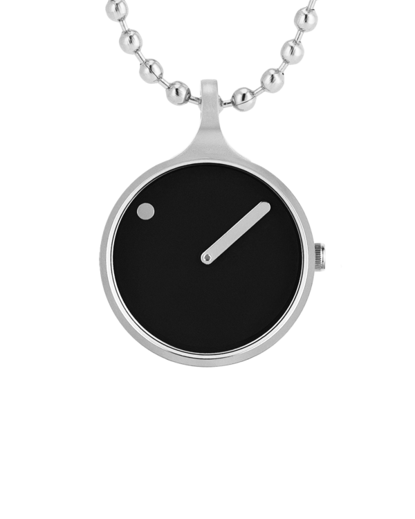 30 mm / Black dial / Polished steel