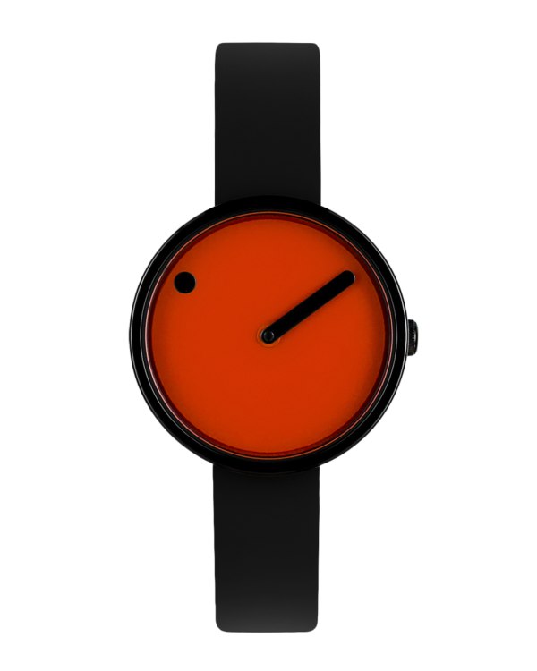 Orange dial / Black silicone strap 