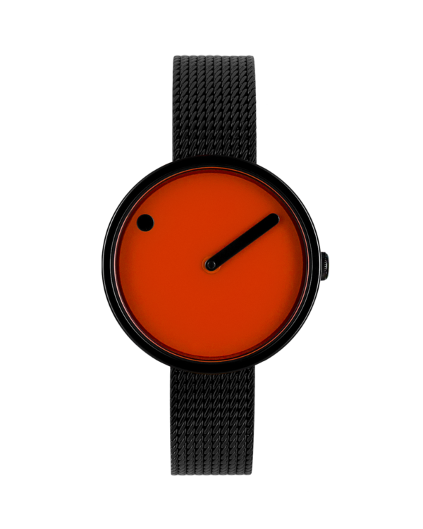 Orange dial / Matt black mesh band