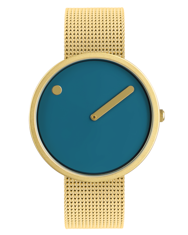 Dusty Blue dial / Matt gold mesh band
