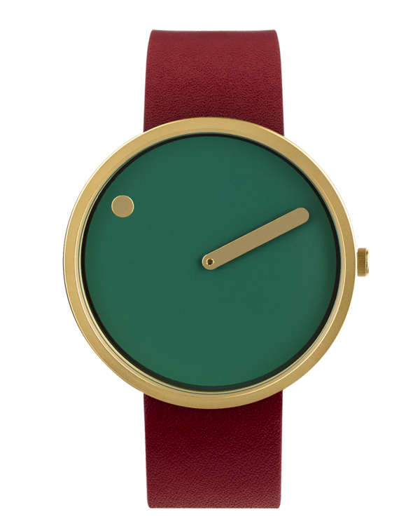 Dusty Green dial / Ruby Red leather strap