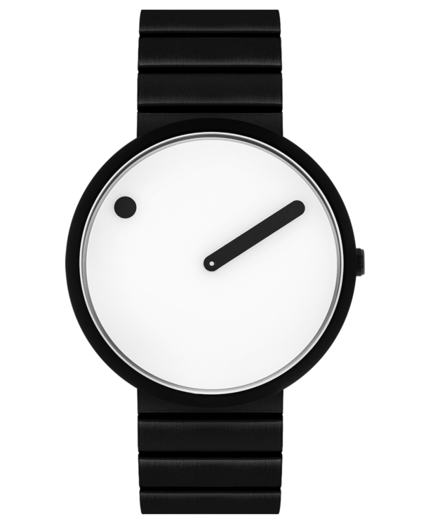 White dial / Black Steel bracelet