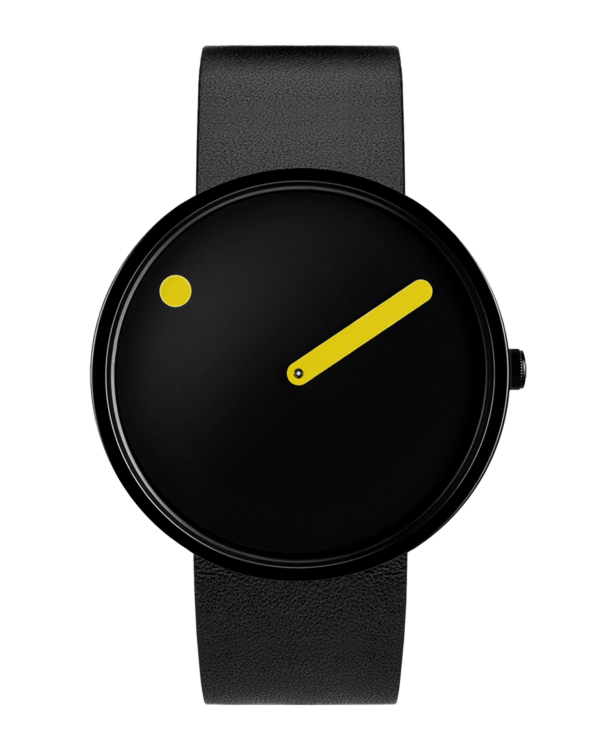 40 mm / Black dial / Black leather strap