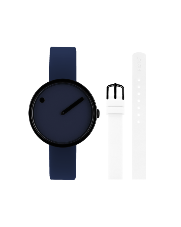 30 mm Midnight Blue dial / Bundle with 1 Blue and 1 White silicone strap