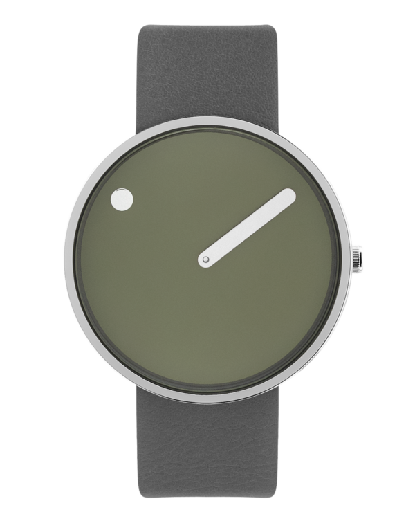 40 mm / Fresh Olive dial / Thunder Grey leather strap