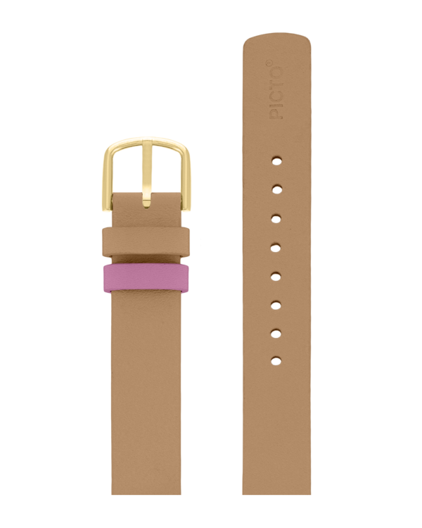 Peruvian brown leather strap, 14mm, gold buckle
