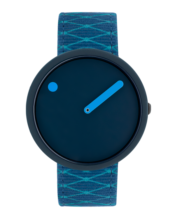 40 mm / Navy Blue dial / Deep Blue recycled strap w/print