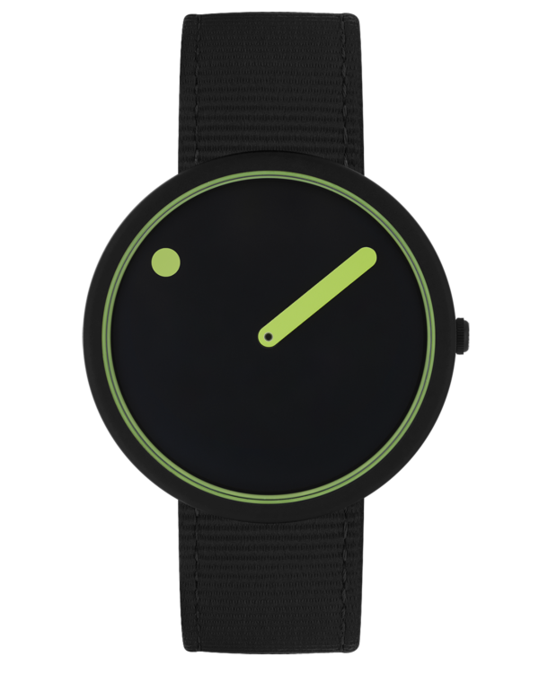 40 mm / Manta Ray Black and Paradise Green dial / Manta Ray Black recycled strap