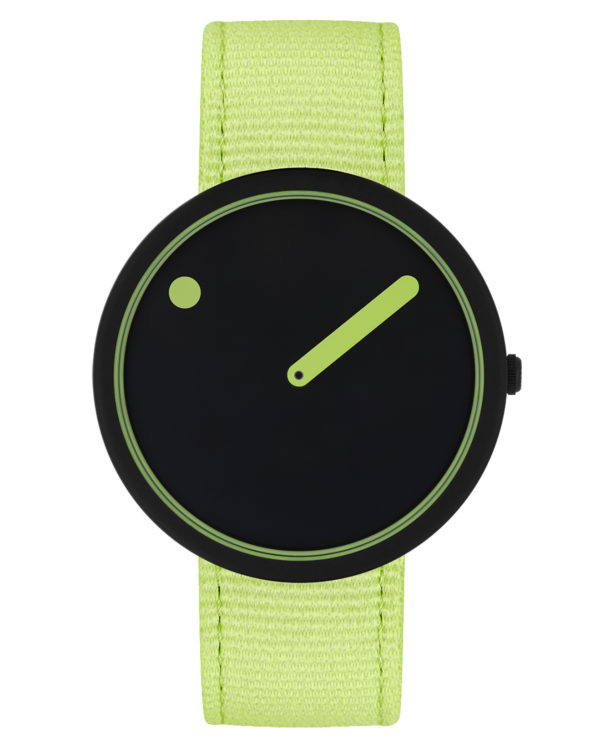 40 mm / Manta Ray Black and Paradise Green dial / Paradise Green recycled strap