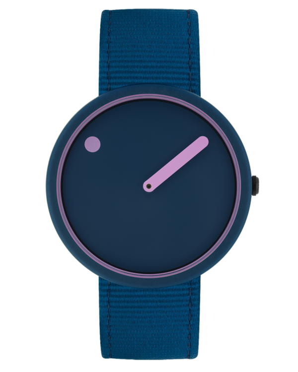 40 mm / Deep Blue and Pink Reef dial / Deep Blue recycled strap